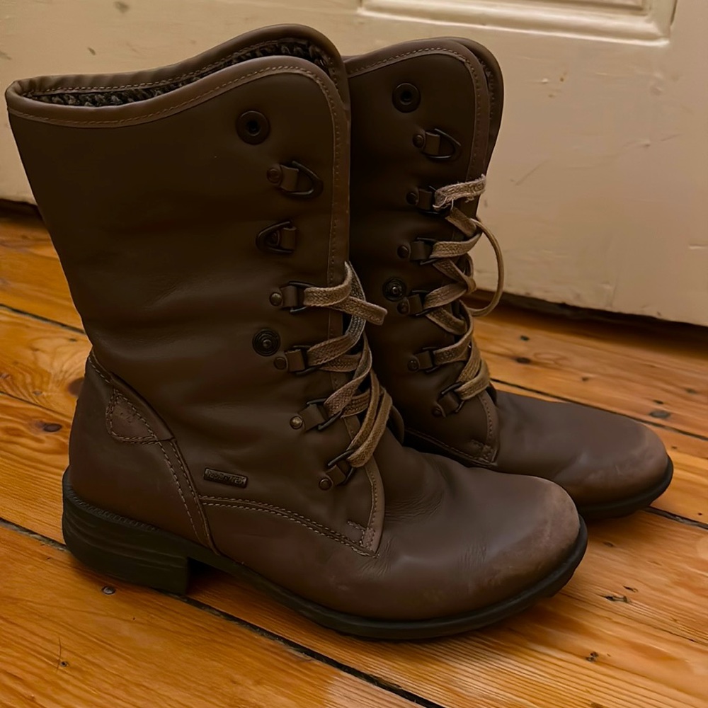Brown leather lined hiking boots
